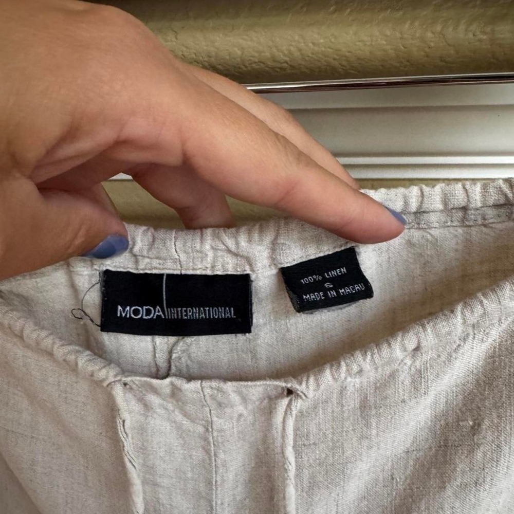 Vintage Moda International Y2K Linen Low-Rise Pull-On Pants Wide leg - Picture 3 of 5